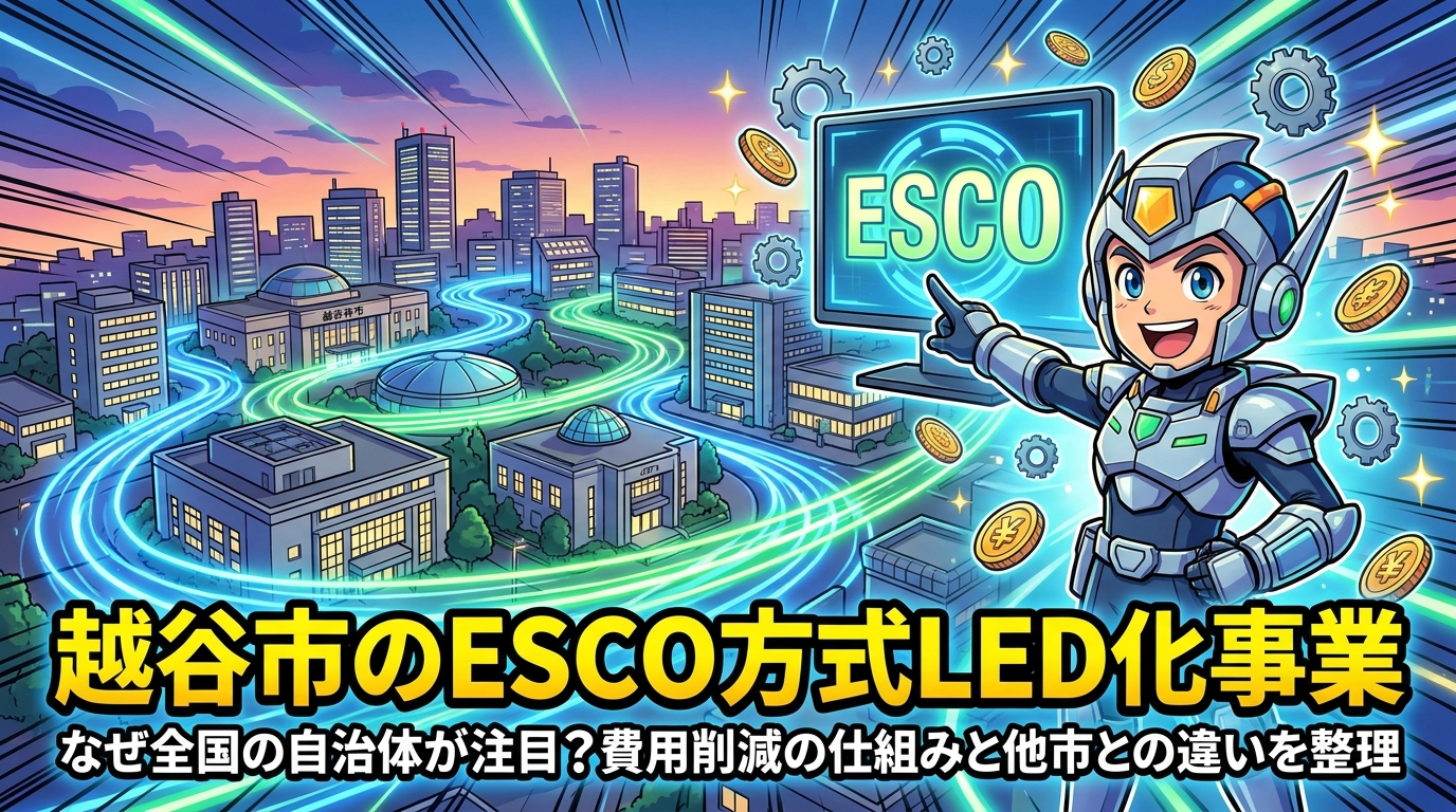 越谷市のESCO方式LED化事業、なぜ全国の自治体が注目?費用削減の仕組みと他市との違いを整理
