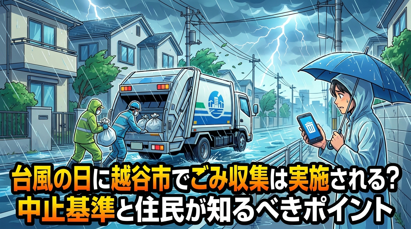 台風の日に越谷市でごみ収集は実施される?中止基準と住民が知るべきポイント