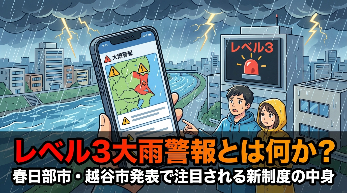 レベル3大雨警報とは何か？春日部市・越谷市発表で注目される新制度の中身