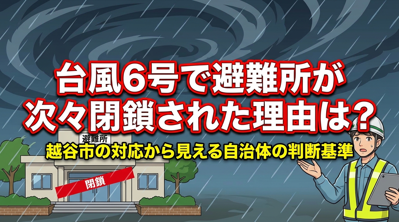 台風6号で避難所が次々閉鎖された理由は？越谷市の対応から見える自治体の判断基準