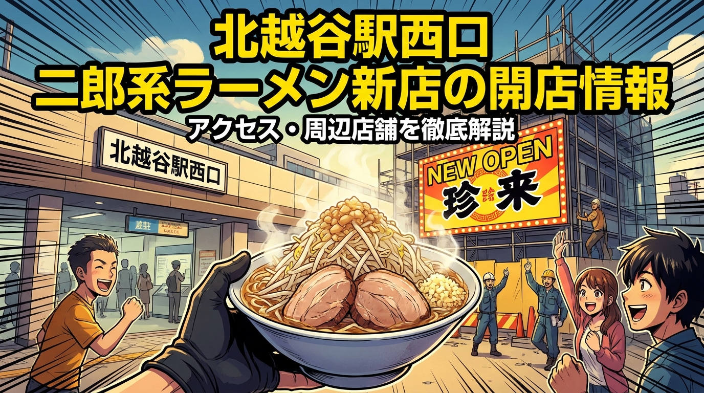 北越谷駅西口 二郎系ラーメン新店の開店情報・アクセス・周辺店舗を徹底解説