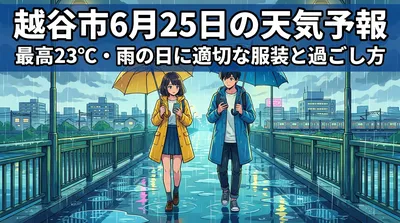 越谷市6月25日の天気予報|最高23℃・雨の日に適切な服装と過ごし方
