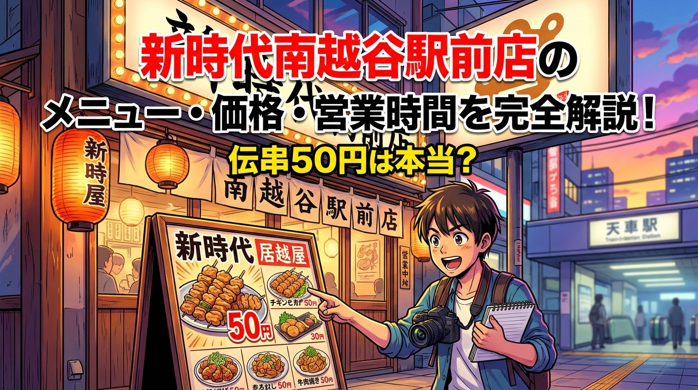 新時代南越谷駅前店のメニュー・価格・営業時間を完全解説！伝串50円は本当？