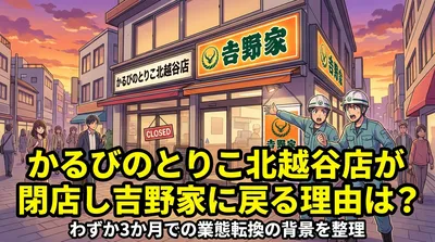 かるびのとりこ北越谷店が閉店し吉野家に戻る理由は？わずか3か月での業態転換の背景を整理