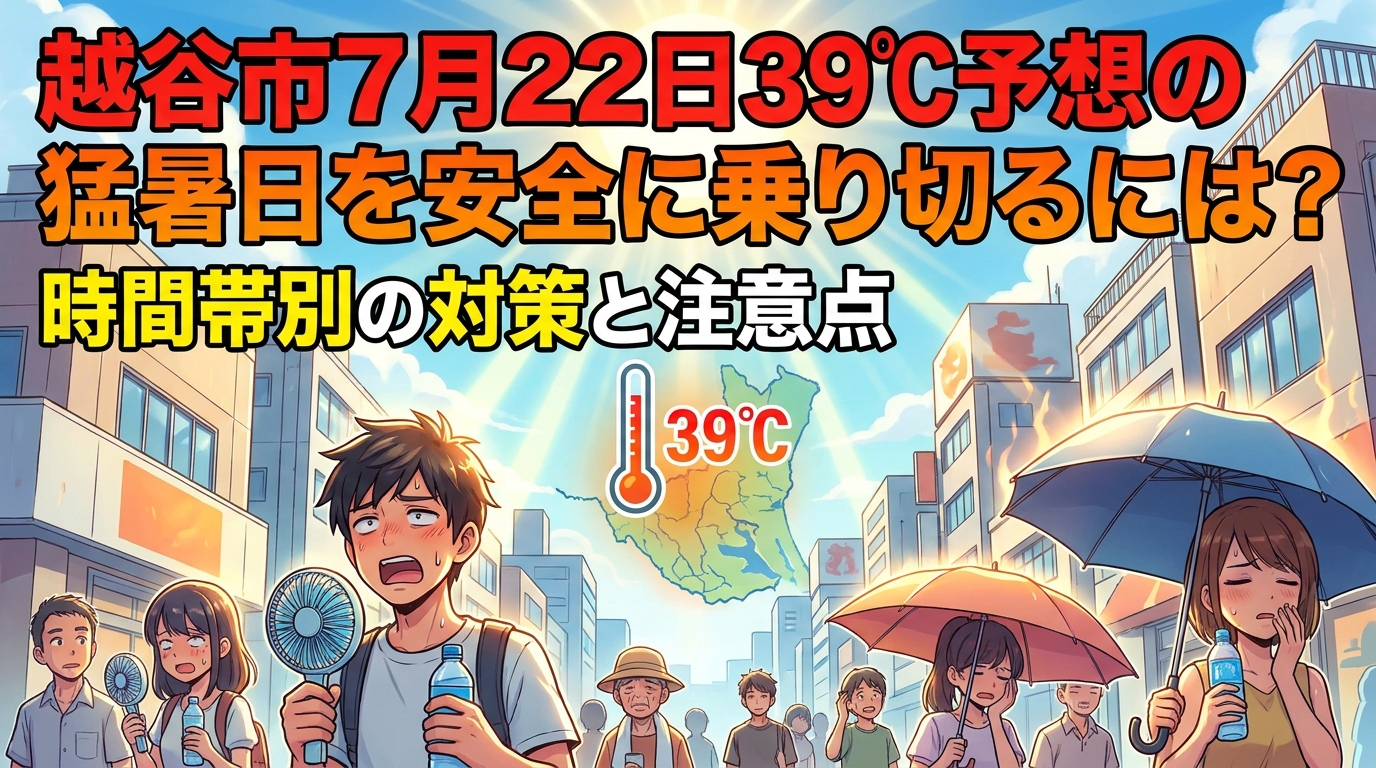 越谷市7月22日39℃予想の猛暑日を安全に乗り切るには?時間帯別の対策と注意点