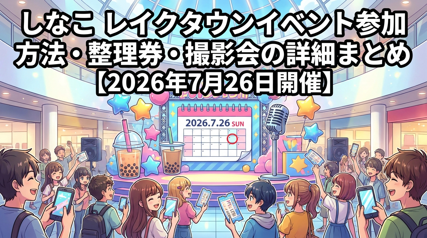 しなこ レイクタウンイベント参加方法・整理券・撮影会の詳細まとめ【2026年7月26日開催】