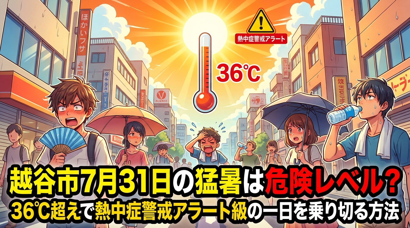 越谷市7月31日の猛暑は危険レベル?36℃超えで熱中症警戒アラート級の一日を乗り切る方法