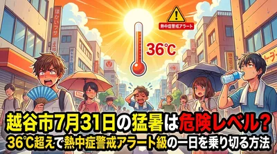 越谷市7月31日の猛暑は危険レベル？36℃超えで熱中症警戒アラート級の一日を乗り切る方法