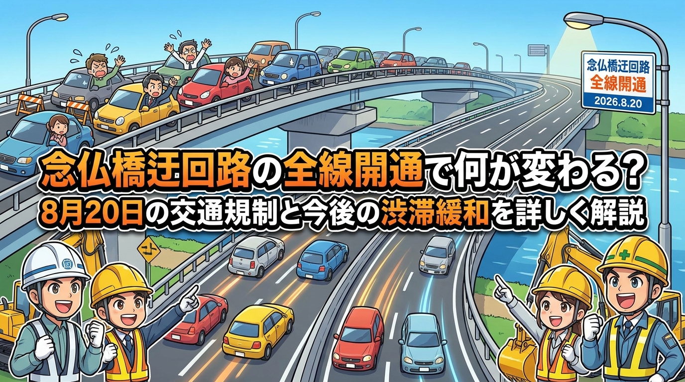 念仏橋迂回路の全線開通で何が変わる?8月20日の交通規制と今後の渋滞緩和を詳しく解説