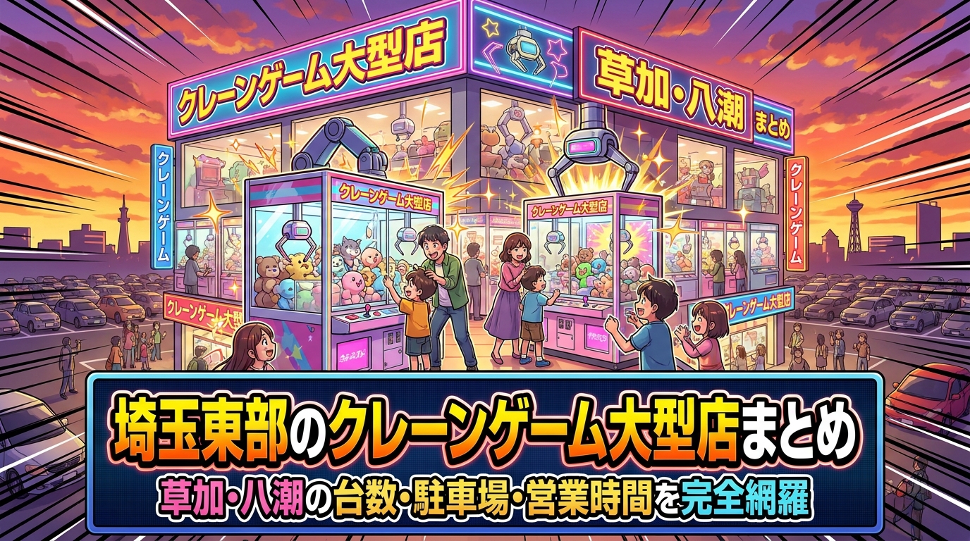 埼玉東部のクレーンゲーム大型店まとめ｜草加・八潮の台数・駐車場・営業時間を完全網羅
