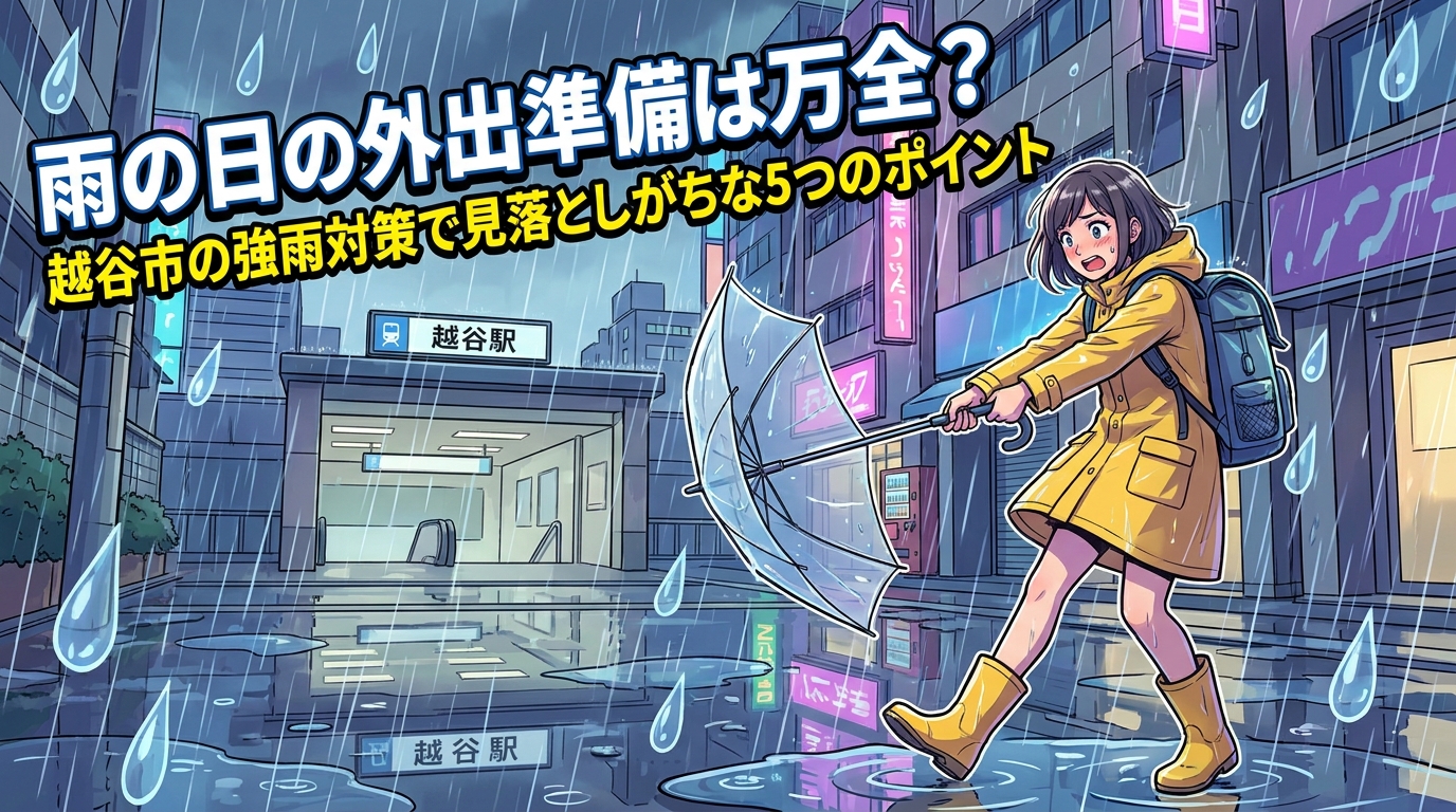 雨の日の外出準備は万全?越谷市の強雨対策で見落としがちな5つのポイント