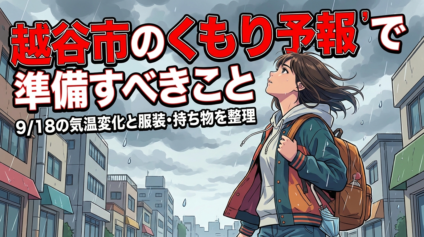 越谷市のくもり予報で準備すべきこと|9/18の気温変化と服装・持ち物を整理