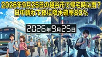 2026年9月25日の越谷市で帰宅時に雨？日中晴れて夜に降水確率80%の理由と準備すべきこと