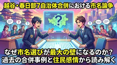 越谷・春日部7自治体合併における市名論争、なぜ市名選びが最大の壁になるのか？過去の合併事例と住民感情から読み解く
