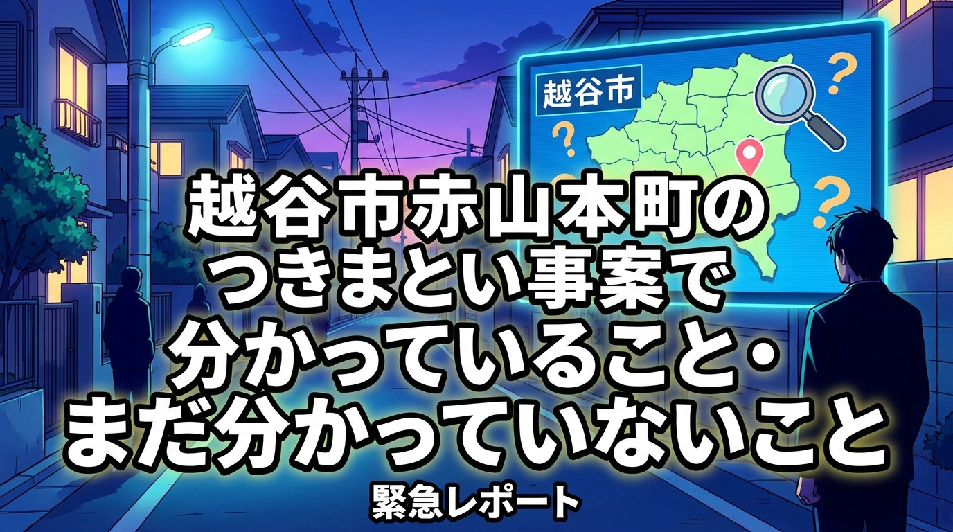 越谷市赤山本町のつきまとい事案で分かっていること・まだ分かっていないこと