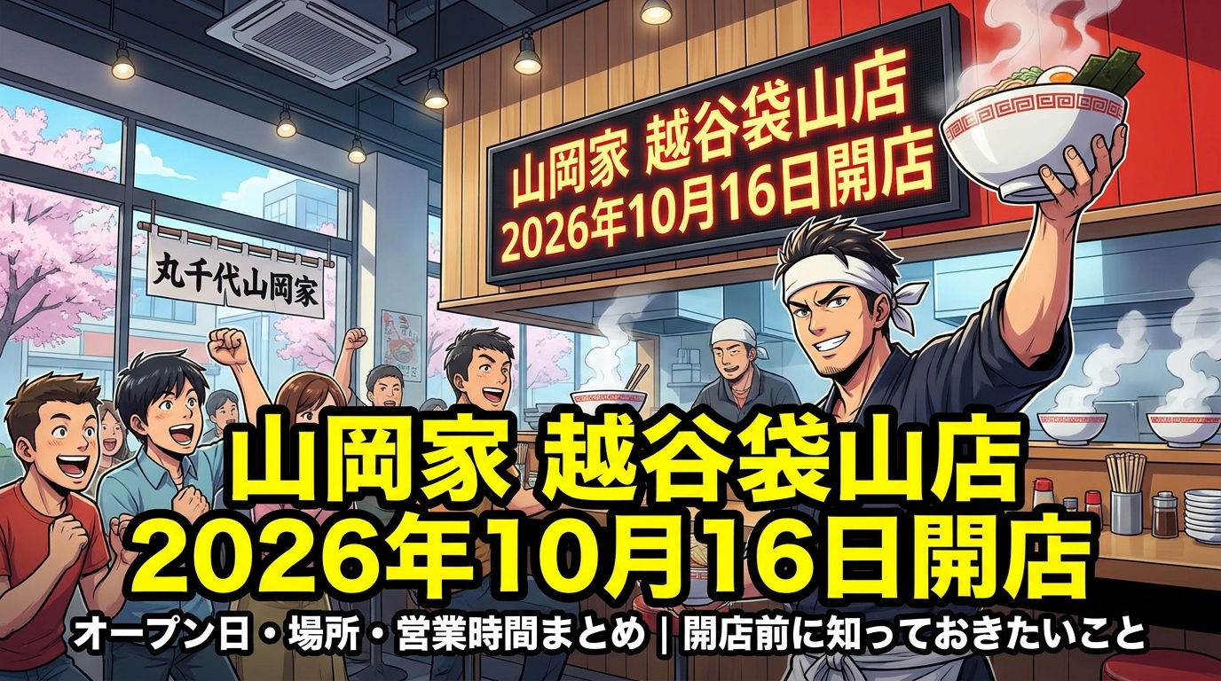 山岡家越谷袋山店のオープン日・場所・営業時間まとめ｜2026年10月16日開店前に知っておきたいこと