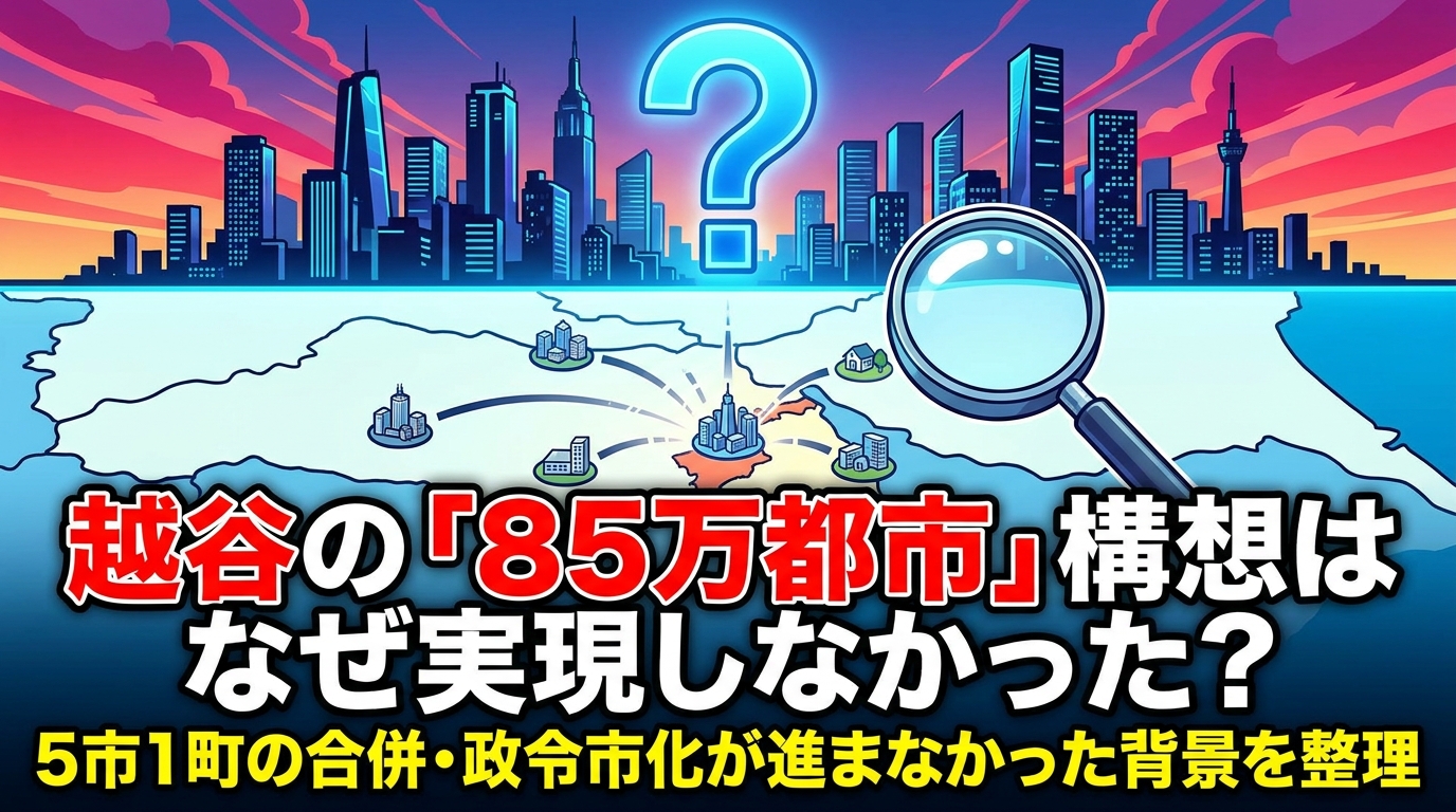 越谷の「85万都市」構想はなぜ実現しなかった?5市1町の合併・政令市化が進まなかった背景を整理