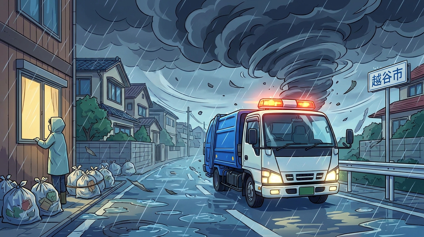 越谷市は台風時にごみ収集を実施するのか