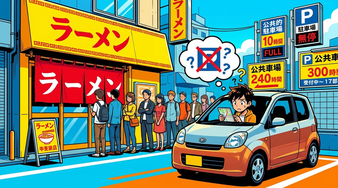 ラーメン二郎越谷店には専用駐車場がありません