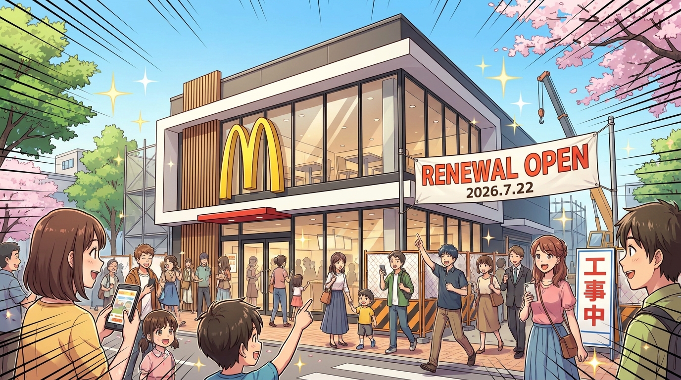 マクドナルド越谷南町店が2026年7月22日にリニューアルオープン決定!