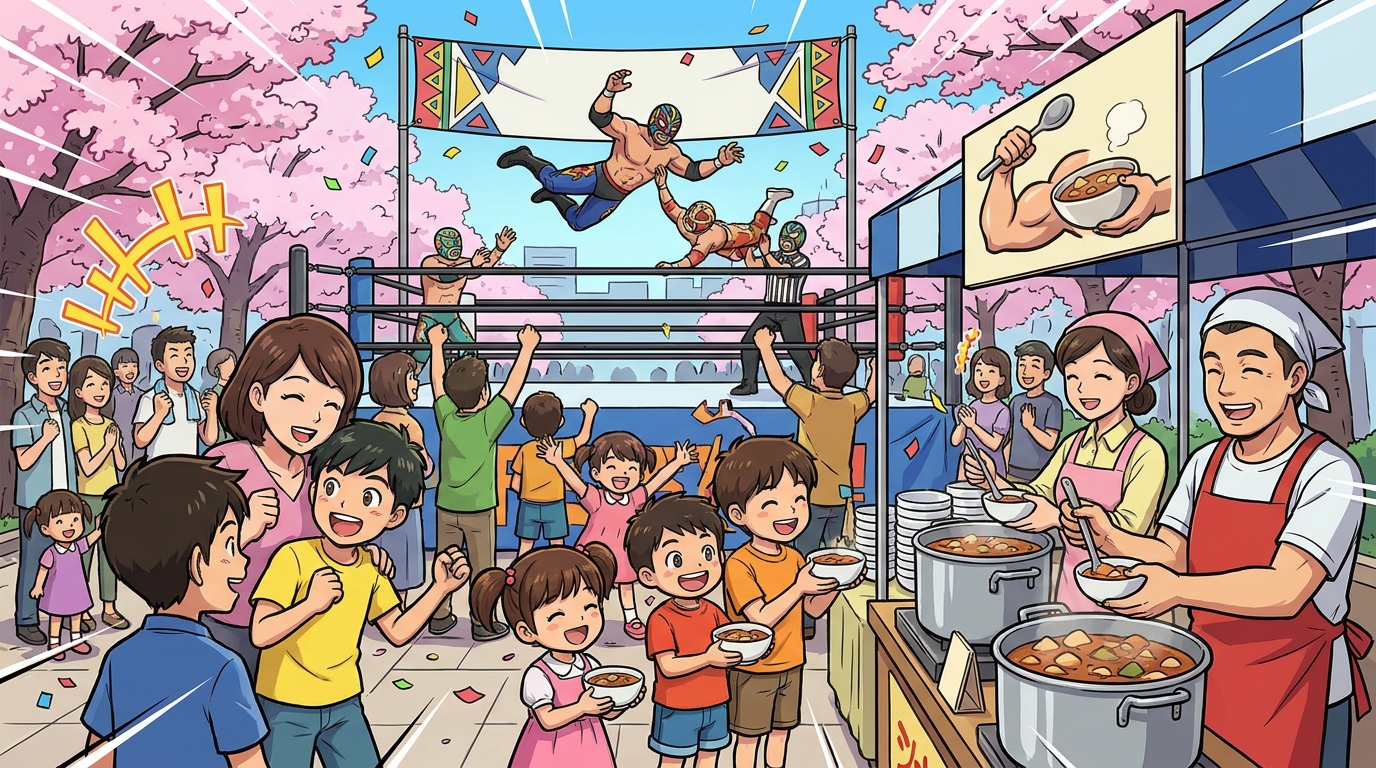 北越谷駅前さくら広場で開催される「子ども食堂プロレス」とは?