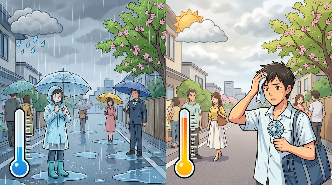 7月2日の越谷市、朝から昼の天気の流れ