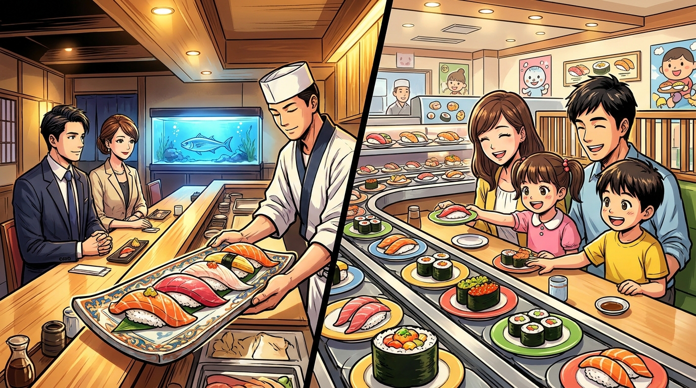 贅沢なら南越谷SUSHI WORKS、手頃さと子連れならかっぱ寿司